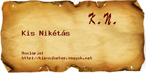 Kis Nikétás névjegykártya